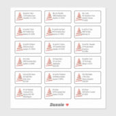 Kerstboom Goud Rood 18 Ontvanger Adressen Sticker (Vel)