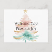 Kerstboom Goud Wit Roze Munt Vrede Joy Briefkaart (Voorkant)