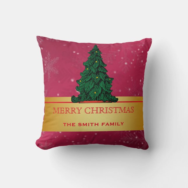Kerstboom Gouden Glitter Ster Kussen (Voorkant)