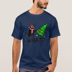 kerstboom grappig over kat wat geschenk t-shirt