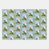 Kerstboom grappige witte kat inpakpapier vel (Voorkant 3)