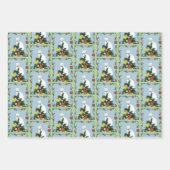 Kerstboom grappige witte kat inpakpapier vel (Voorkant)