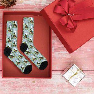 Kerstboom grappige witte kat sokken