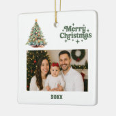 Kerstboom groen wit foto keramisch ornament (Links)