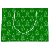 Kerstboom Groene Achtergrond Grote Gift Bag Groot Cadeauzakje (Voorkant)