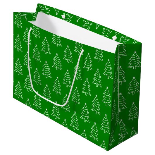 Kerstboom Groene Achtergrond Grote Gift Bag Groot Cadeauzakje (Voorkant Gekanteld)