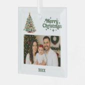 Kerstboom groene foto glas ornament (Voorkant links)