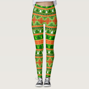 KERSTBOOM GROENE WITTE RODE ORNAMENTEN LEGGINGS