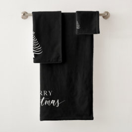 Kerstboom Handdoekenset Minimalistisch Zwart Bad Handdoek