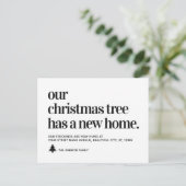 Kerstboom heeft nieuw huisadres vakantie verhuizen aankondigingskaart (Staand voorkant)