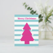 Kerstboom Helder Roze Groet Briefkaart (Staand voorkant)