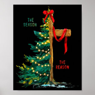 Kerstboom Het Seizoen Jezus Kruis De Reden  Poster