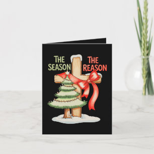Kerstboom Het Seizoen Reden Kruis Kerstmis Geloof Kaart