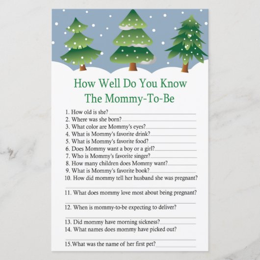 Kerstboom hoe goed ken je baby shower? (Voorkant)