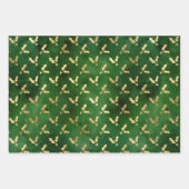 Kerstboom Holly Pattern Green Gold Inpakpapier Vel (Voorkant 2)