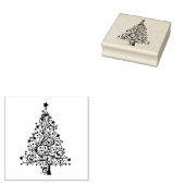 Kerstboom houten blok gemonteerde rubberen stempel (Gestempeld)