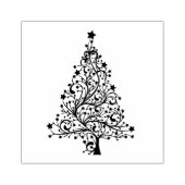 Kerstboom houten blok gemonteerde rubberen stempel (Afrduk)