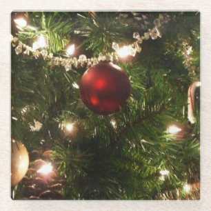 Kerstboom I Vakantie  groen en rood Glazen Onderzetter