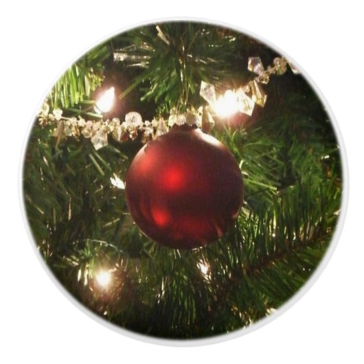Kerstboom I Vakantie groen en rood Keramische Knop (Voorkant)
