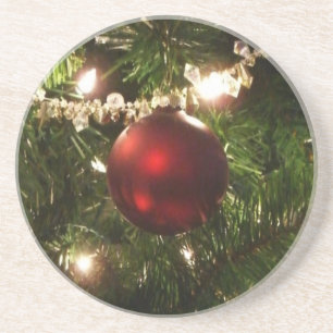 Kerstboom I Vakantie groen en rood Zandsteen Onderzetter