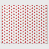 Kerstboom iconisch patroon feestelijk rood/wit cadeaupapier (Vlak)