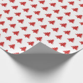 Kerstboom iconisch patroon feestelijk rood/wit cadeaupapier (Hoek)