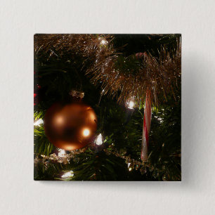 kerstboom II Snoepriet en Tinsel Vierkante Button 5,1 Cm