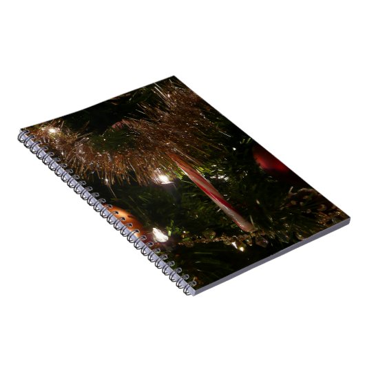 Kerstboom II Vakantie rood en goud Notitieboek (Rechterzijde)