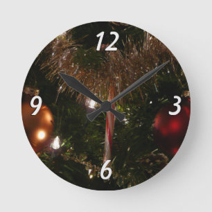 Kerstboom II Vakantie rood en goud Ronde Klok
