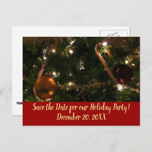 kerstboom III sparen de Datum Aankondigingskaart (Voorkant / Achterkant)