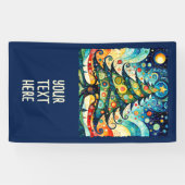 Kerstboom in abstracte kunst 3 - Fan Fun Spandoek (Horizontaal)