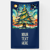 Kerstboom in abstracte kunst 3 - Fan Fun Spandoek (Verticaal)