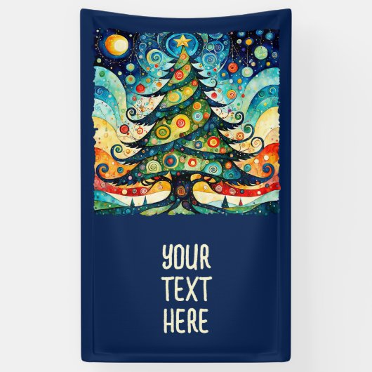 Kerstboom in abstracte kunst 3 - Fan Fun Spandoek (Verticaal)