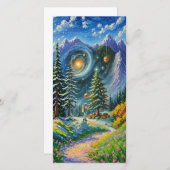 Kerstboom in de ruimte feestdagenkaart (Voorkant / Achterkant)