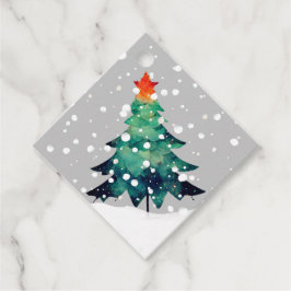 Kerstboom in de sneeuw kerstcadeau Tags Bedankjes Labels