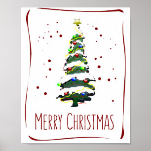 Kerstboom in de sneeuw, kerstkaart 2022 poster