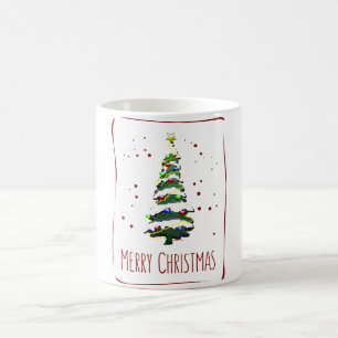 Kerstboom in de sneeuw, Wenskaart 2022 Koffiemok