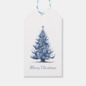 Kerstboom in Delfts Blauw aanpasbaar Cadeaulabel (Voorkant)