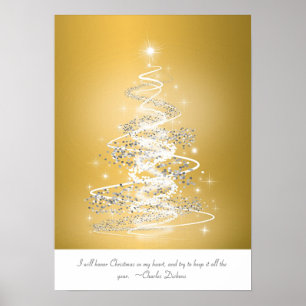 kerstboom in goud poster