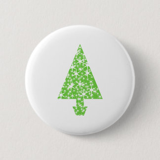 Kerstboom in groen en wit. ronde button 5,7 cm