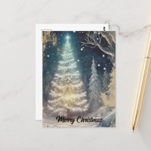 Kerstboom in het bos briefkaart