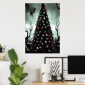 Kerstboom in het horrorwoud | AI Art. Poster (Thuiskantoor)