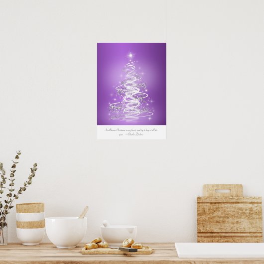 kerstboom in het Paars Poster (Keuken)