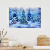 Kerstboom in het Snowy Forest Poster (Keuken)