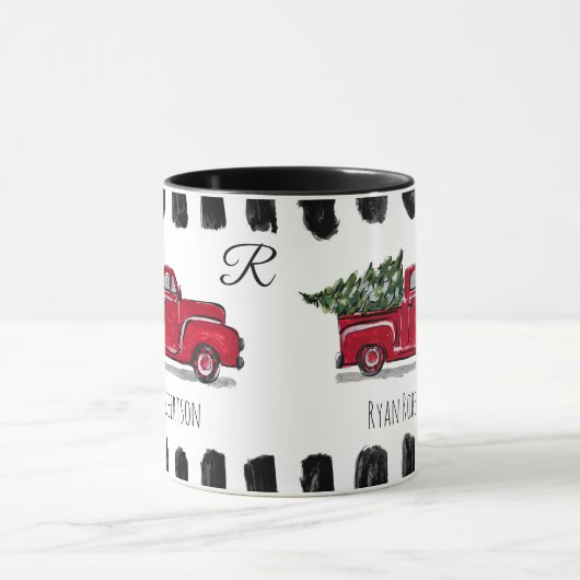 kerstboom in Red Truck Custom Mok (Midden)