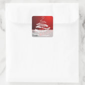 Kerstboom in rood met Label met sterrencadeau (Tas)