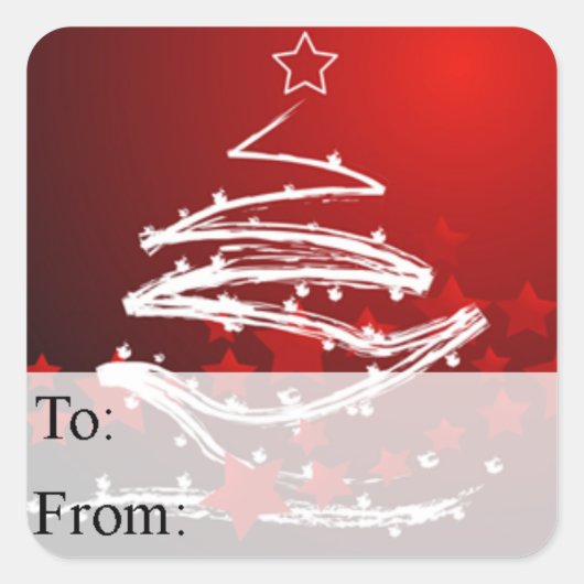 Kerstboom in rood met Label met sterrencadeau (Voorkant)