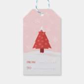 Kerstboom in Sneeuw met Sneeuwvlokken Cadeaulabel (Achterkant)