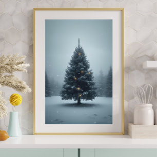 Kerstboom in Sneeuw — Rustige Winter Poster
