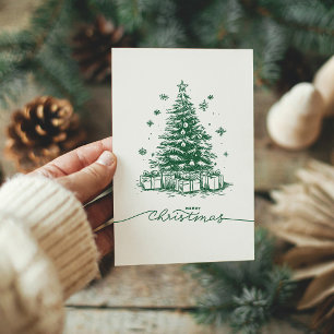 Kerstboom in vintage retro stijl minimalistisch feestdagen kaart